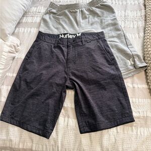 Like New Hurley YXL Charcoal and Light Gray Shorts
